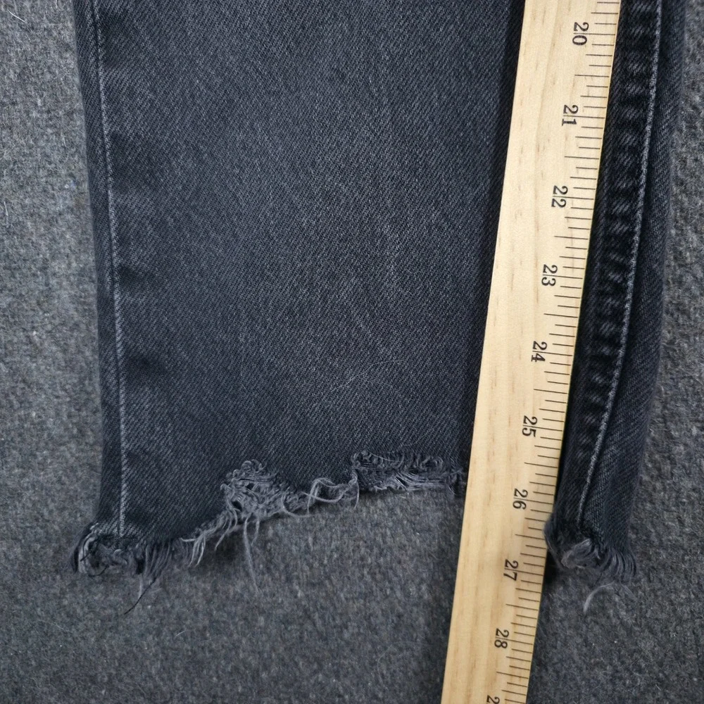 We The Free Jeans Womens 26 Black Straight Leg Distressed Boho Preppy Grunge